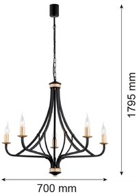 Argon 2171 - Luster na reťazi LORENZO 5xE14/7W/230V