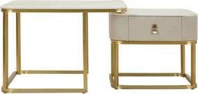 Krémové/v zlatej farbe konferenčné stolíky v súprave 2 ks v dekore mramoru 50x70 cm Beauty – Mauro Ferretti