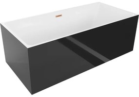 Mexen Nita, voľne stojaca vaňa 170 x 80 cm, biela-čierna, medený prepad, 52091708075-65