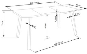 Jedálenský stôl Dickson 150 cm, dub / čierna