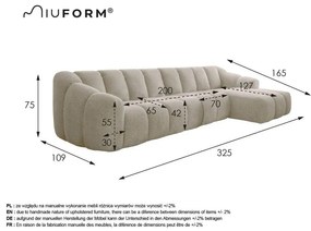 Sivá rohová pohovka (pravý roh/s leňoškou) Shell – Miuform