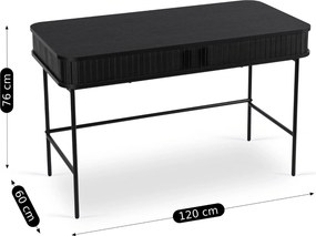 Vintino Písací stôl TRISHA 120 cm ryhovaný čierny