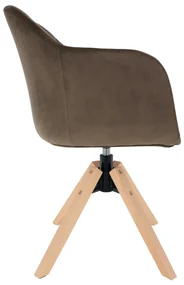 Kondela Otočné kreslo, velvet látka, sivohnedá taupe/buk, DALIO