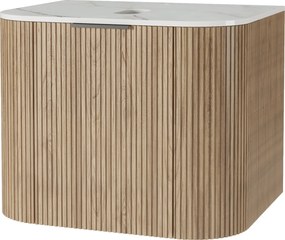 Závěsná skříňka s deskou a umyvadlem Matinale 60 cm akácie/bílá