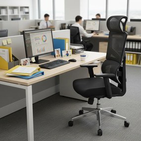 Kancelárska ergonomická stolička Neoseat ALINE — čierna, nosnosť 150 kg