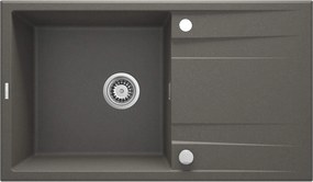 Deante Eridan, granitový drez na dosku 860x500x203 mm Z/O, 3,5" + priestorovo úsporný sifón, 1-komorový, antracitová metalíza, ZQE_T113