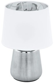 EGLO Moderná stolná lampa MANALBA 1, 1xE14, 40W, striebornobiela