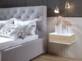 Nočný stolík LOFT - biely/dub craft zlatý