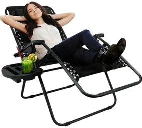 Záhradné plážové relaxačné kreslo Regina, čierna
