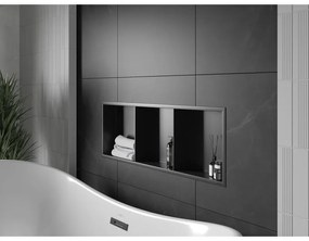 Mexen X-Wall-R, polička na zapustenie na obklad s golierom 90 x 30 cm, čierna matná, 1970903010S