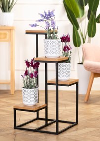 STOJAN NA KVETINÁČ KASKADA 79X40X40 CM ČIERNA/HNEDÁ