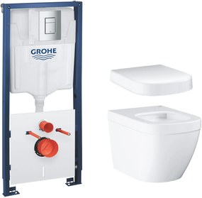 Set WC misa Grohe Euro Ceramic 3932800H, podomietkový montážny rám s tlačidlom a tesnením Grohe Solido 39930000, 39331001