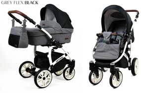 Kombinovaný kočík Raf-pol Optimal 2v1 - Grey flex black (3-kombinácia)