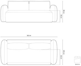 Tmavomodrá ženilková rozkladacia/s úložným priestorom pohovka 262 cm Tonale – Cosmopolitan Design