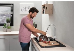 HANSGROHE S510-F770 SilicaTec granitový dvojdrez, montáž na pracovnú dosku, 880 x 510 mm, grafitová čierna, 43316170