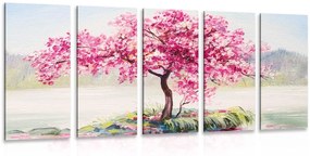 5-dielny obraz orientálna čerešňa v ružovom prevedení Varianta: 200x100