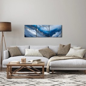 Obraz - Abstrakcia oceánu (s hodinami) (90x30 cm)