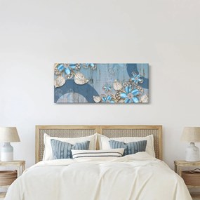 Obraz - Modré kvety (120x50 cm)