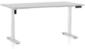 Výškovo nastaviteľný stôl OfficeTech B, 160 x 80 cm, biela podnož, svetlo sivá