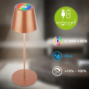 Briloner 7510013-LED RGB stmievateľná stolová lampa CALIDA 2,5W/5V IP44 1200mAh bronzová