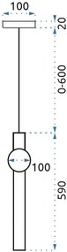 Toolight - LED stropná lampa závesná 60cm 12W APP476-CP, biela-zlatá, OSW-00608