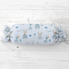 Biante Detský vankúš valec bonbon Sandra SA-463 Medvedíky s balónikmi na svetlo modrom 15x40 cm