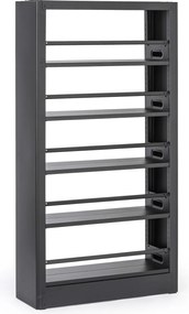 Kovová knižnica, 1750 × 800 × 300 mm, čierna