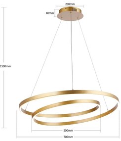 Brilagi-LED Stmievateľný luster na lanku TWISTER LED/75W/230V pr. 70 cm zlatý +DO