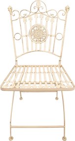 Béžovo-hnedá antik kovová stolička s ornamentom - 52*48*99 cm