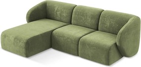 Zelená ženilková rohová pohovka (ľavý roh/s leňoškou) Lani – Makamii