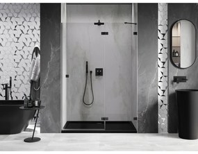 Mexen, Mexen Lunar pravé otočné sprchové dvere 135 cm, transparentné, čierne - 834-135-000-70-00-P