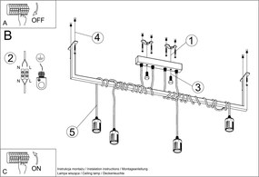 Závesné svietidlo Salamanca 4, čierne telo svietidla