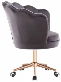 LuxuryForm DESIGN Kreslo FREY VELUR na zlatej podstave s kolieskami - tmavo šedé