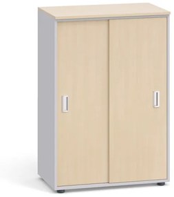 Kancelárska skriňa zasúvacie dvere, 1087x800x420 mm, sivá / breza