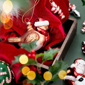 Sklenená ručne vyrobená vianočná ozdoba 5 cm Robin – Sass &amp; Belle