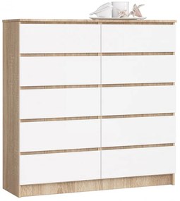 Komoda K120 10SZ CLP dub sonoma / biela