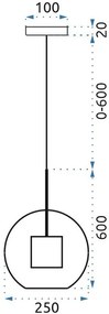 Toolight - závesná sklenená lampa APP555-1CP 25cm, zlatá, OSW-08748