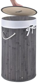 InternetovaZahrada Bambusový kôš na prádlo Curly Round 55 L - sivý