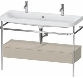 DURAVIT Happy D.2 Plus c-shaped kovový stojací podstavec s nábytkovým umývadlom s dvomi otvormi, 1 zásuvka, 1175 x 490 x 850 mm, chróm/taupe matná lakovaná, HP4854O60600000