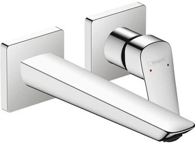 HANSGROHE Logis Fine 2-otvorová páková umývadlová batéria pod omietku, pre nástennú montáž, s rozetami, výtok 206 mm, chróm, 71256000