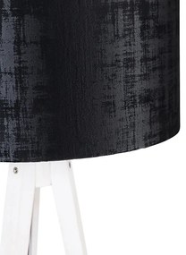 Moderná stojaca lampa trojnožka biela s čiernym zamatovým tienidlom 50 cm - Tripod Classic