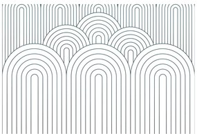Tapeta bielo-modrý vzor dúhy Mid-Century