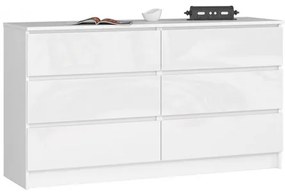 Komoda K120 6SZ CLP-lesklá biela