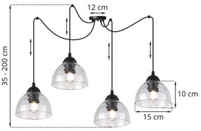 Závesné svietidlo Venice Spider, 4x číre sklenené tienidlo