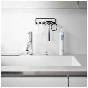 Čierny samodržiaci kovový držiak na zubné kefky Film Hook – YAMAZAKI