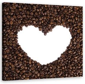 Obraz na plátně, Kávová srdce - 50x50 cm