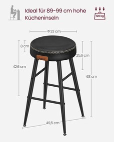 Barové stoličky 2 ks VASAGLE LBC080B01