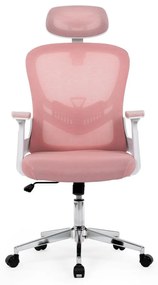 Kancelárska otočná stolička ROSE — sieť / látka, ružová