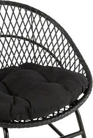 Čierne ratanové záhradné hojdacie kreslo Zayo Black - 118*82*78 cm