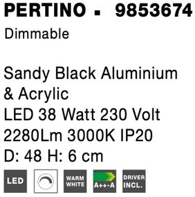 Stropné svietidlo LED so stmievaním Pertino 48 3000K čierne